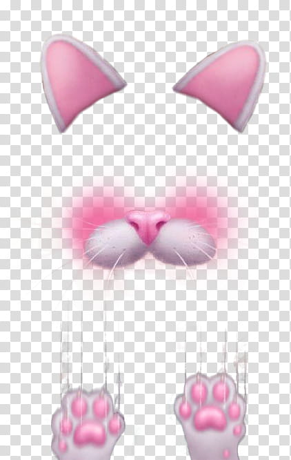 Snapchat psd, pink and white cat filter illustration.