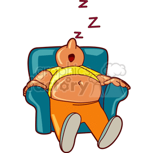 guy snoring couch potato clipart. Royalty.