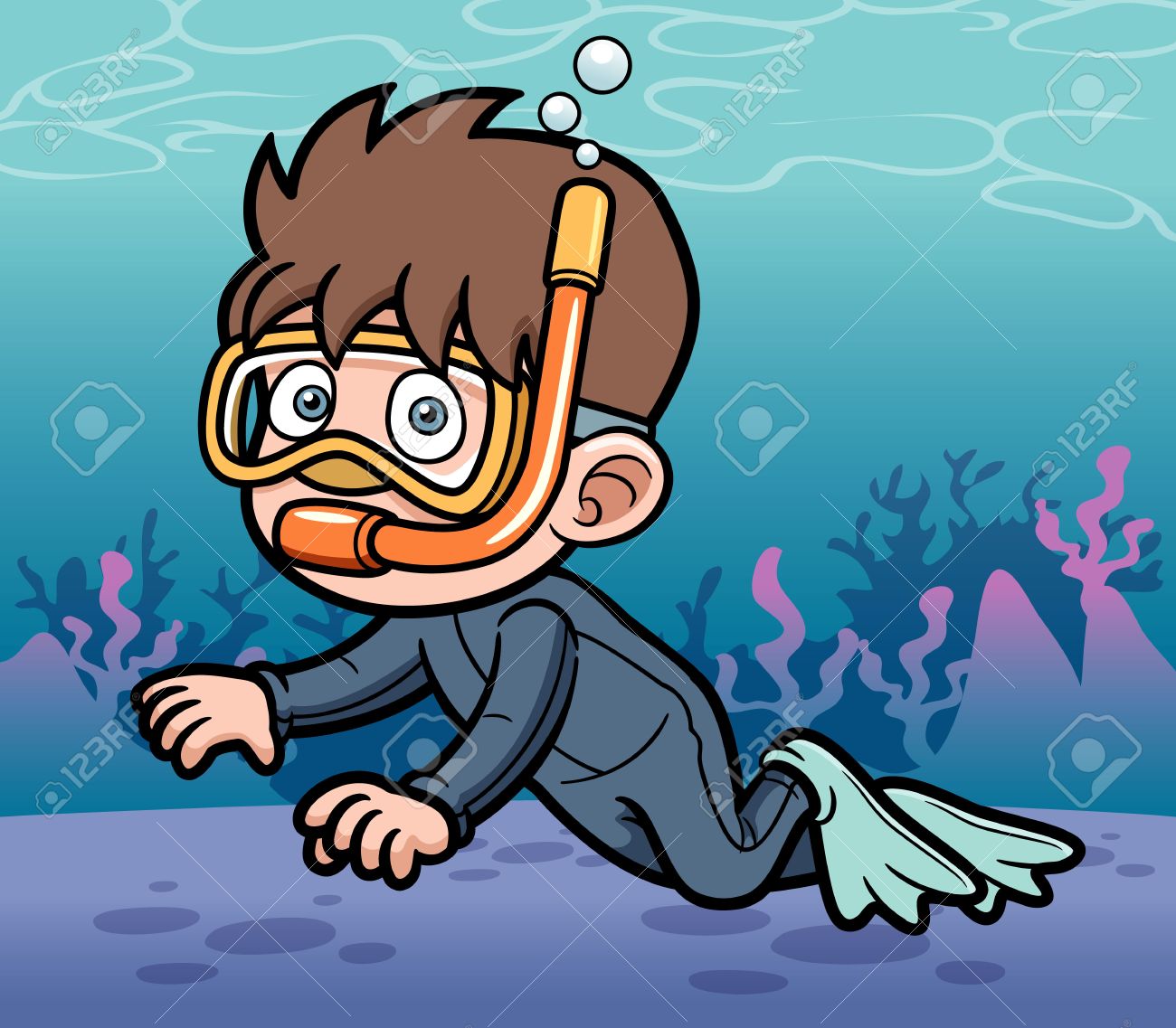 Kid Snorkel Drawing Snorkeling Illustrations and Clipart. 6,805