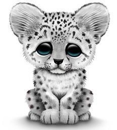 Baby snow leopard clipart.