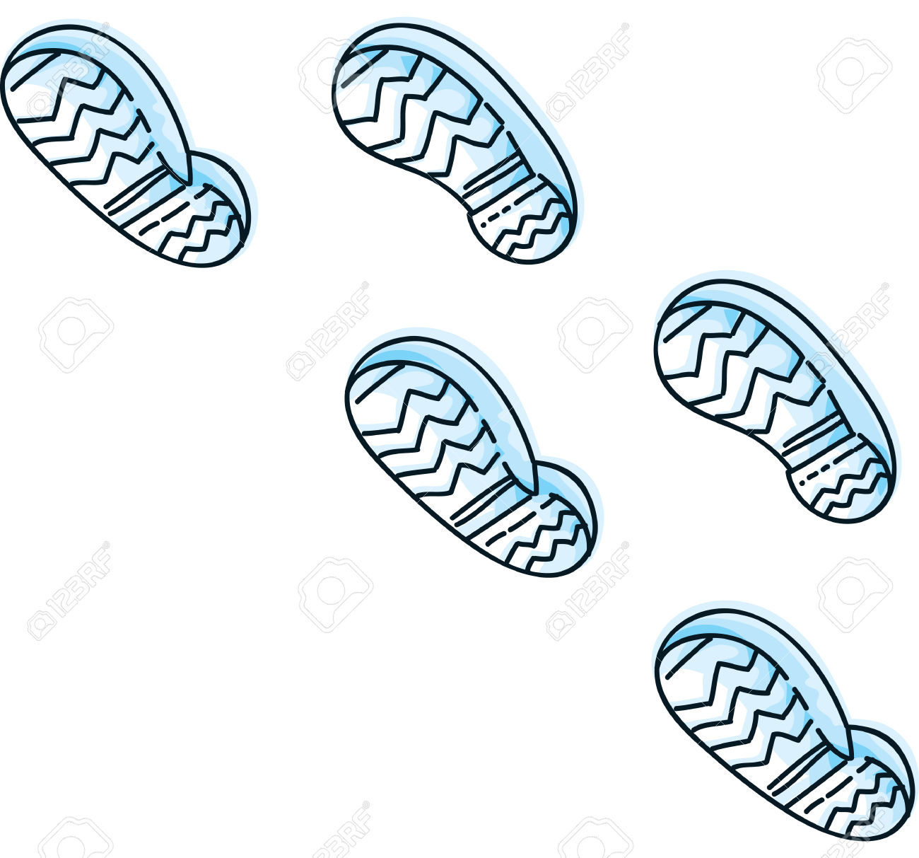 Cartoon Boot Footprint Tracks In Snow. Royalty Free Cliparts.