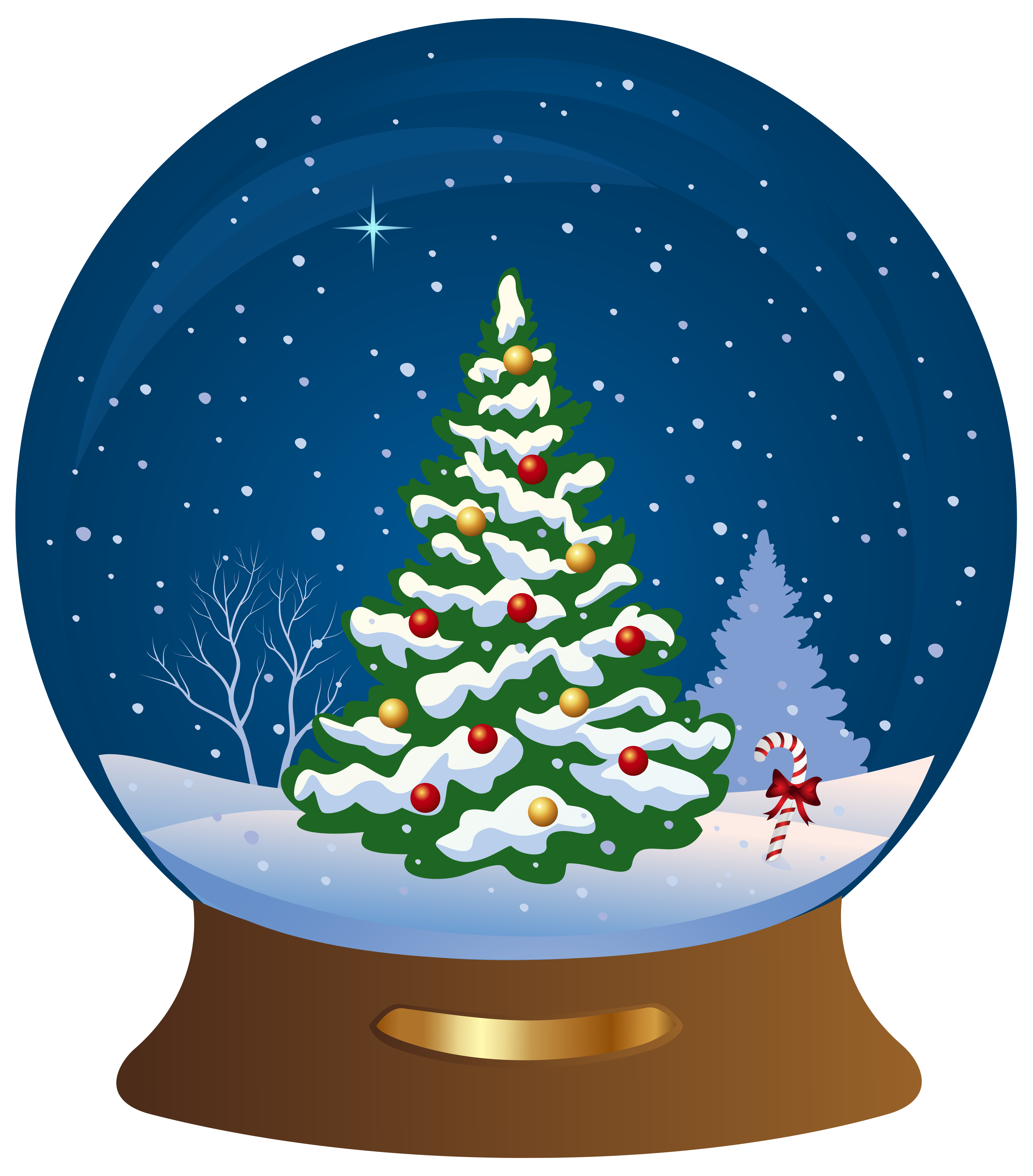 Christmas Tree Snowglobe Transparent PNG Clip Art Image.