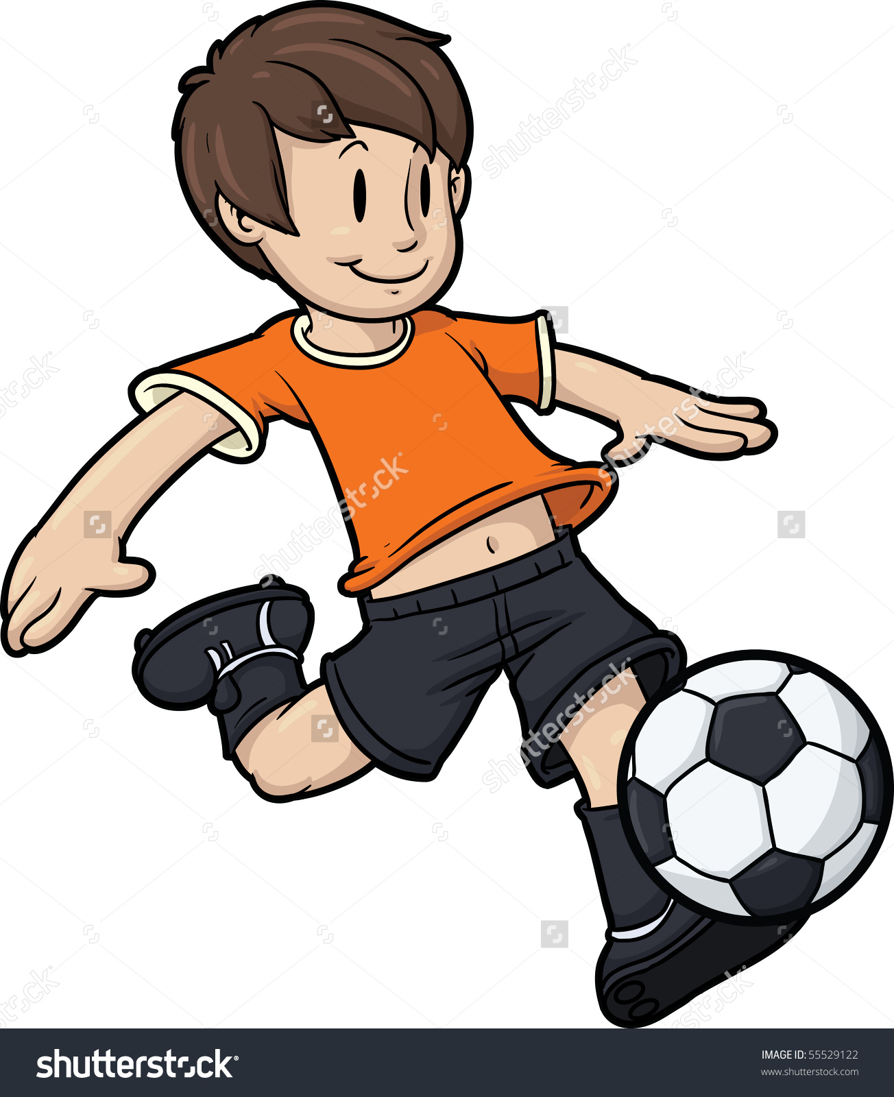 Cartoon Boy Playing Soccer Kid Soccer Stock Vector 55529122.