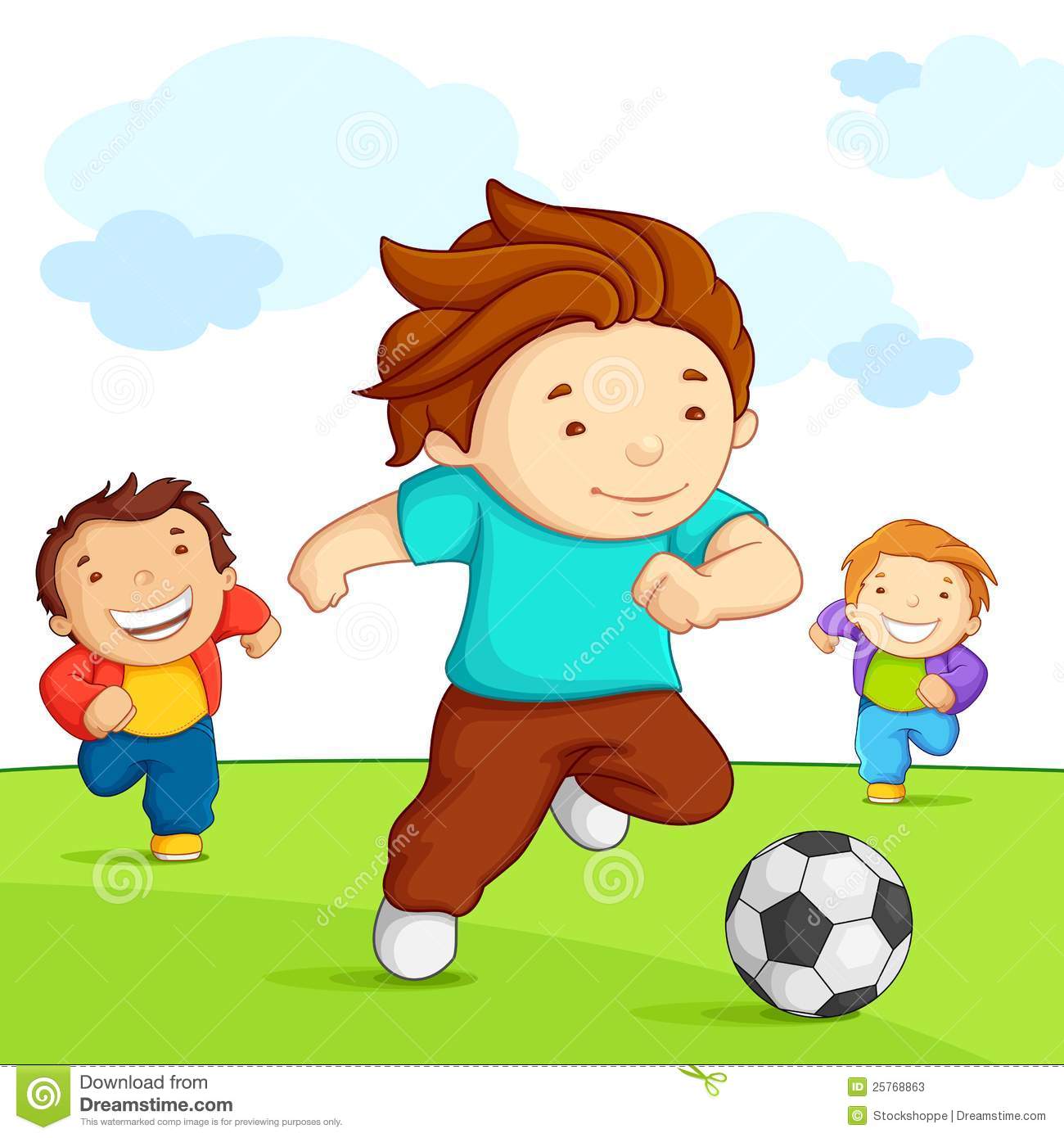 Kids Playing Soccer Clipart.
