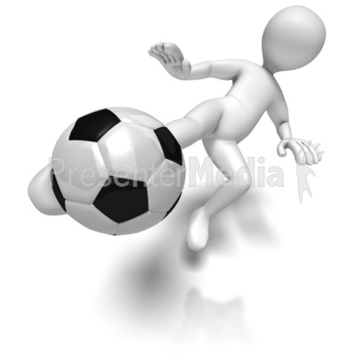 Stick Figure Kicking Soccer Ball.
