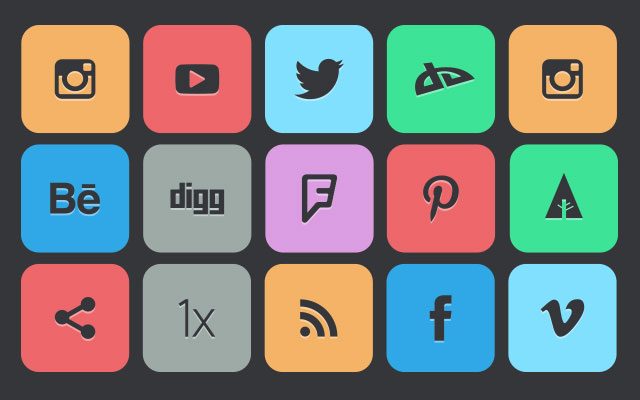 130 Flat Social Media Icons.