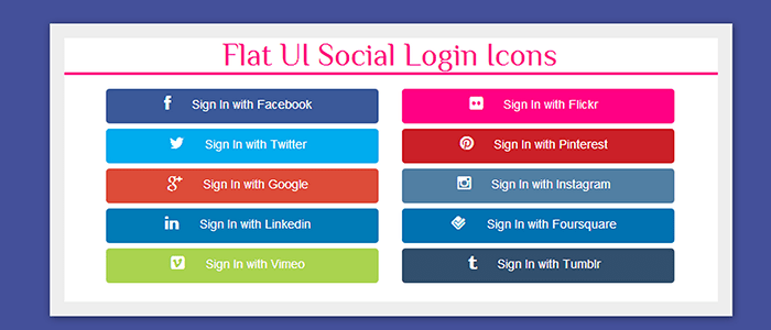 Flat UI Social Networks Login Buttons Using Twitter Bootstrap.