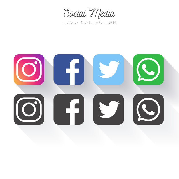 Popular social media logo collection Free Vector.