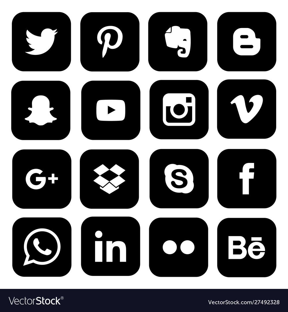 social media icons vector black and white clipart 10 free Cliparts ...