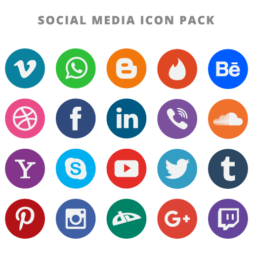 20 Flat Social Media Icons logo vector free download.