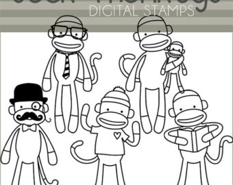 sock monkey clipart black and white 20 free Cliparts | Download images