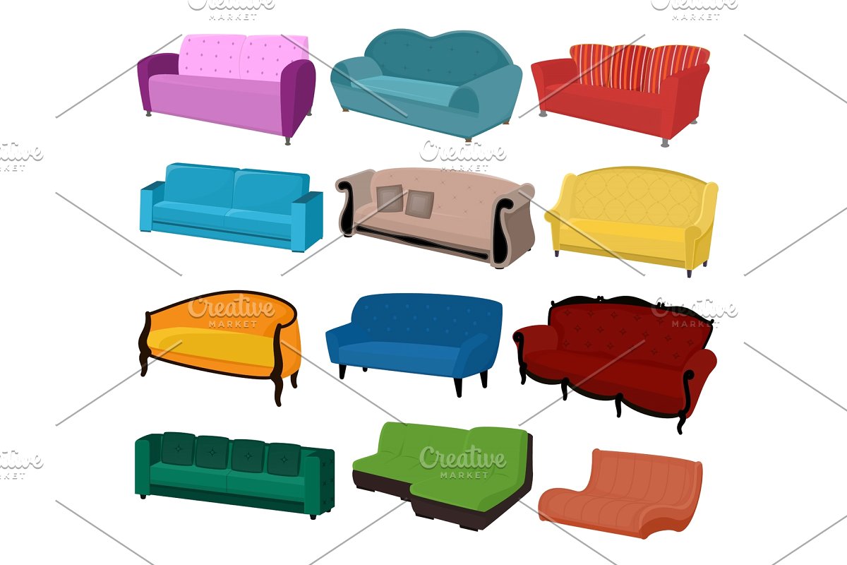 Sofa vector furniture couch seat.