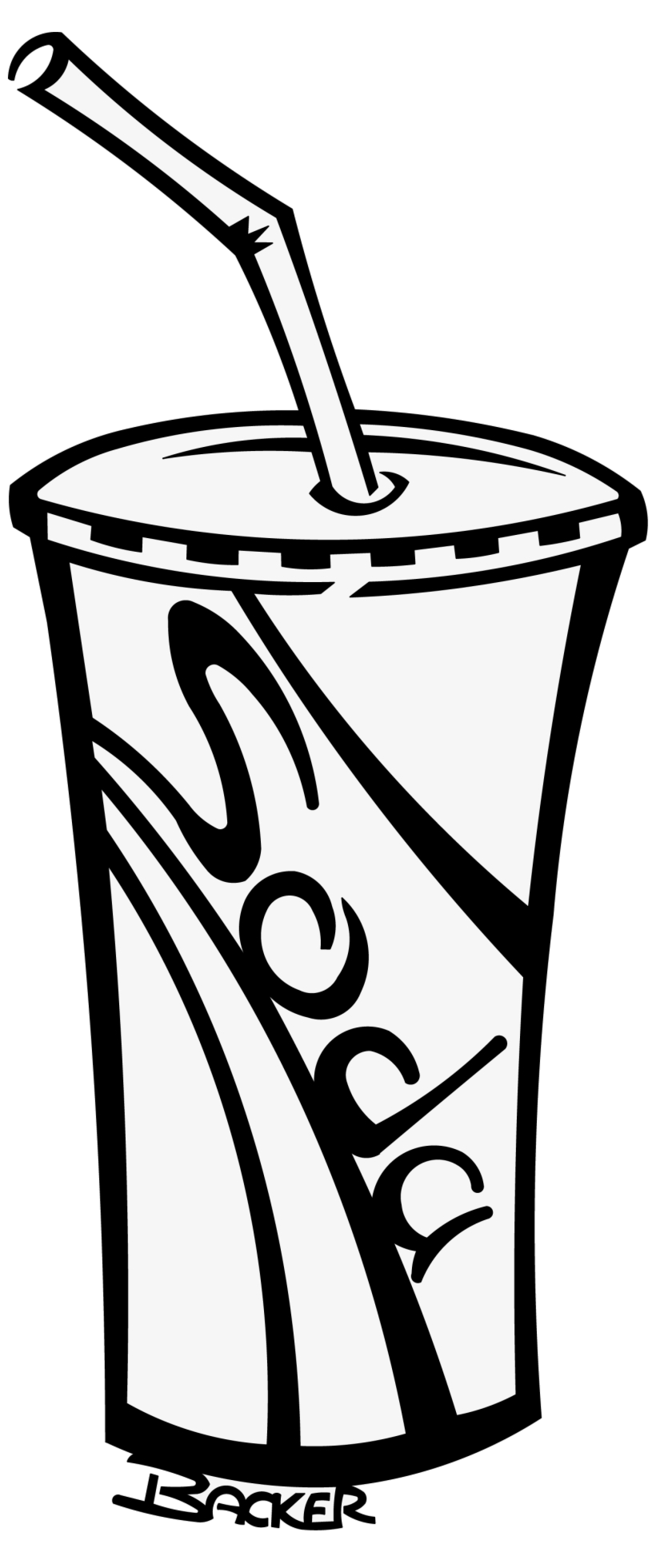 Soda Cup Soft Drinks Clipart Black And White Free.