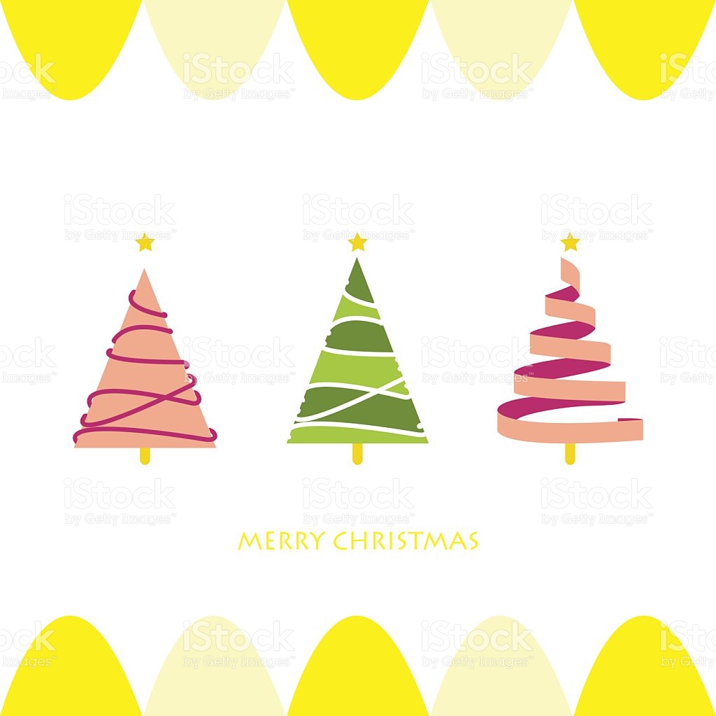Light Pink Green Christmas Tree Card stock vector art 498298924.