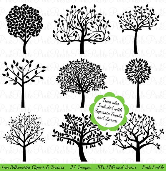 Tree Silhouettes Clipart Clip Art, Family Tree Clipart Clip Art.