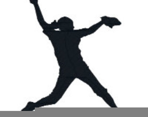 Softball Player Silhouette Clipart.