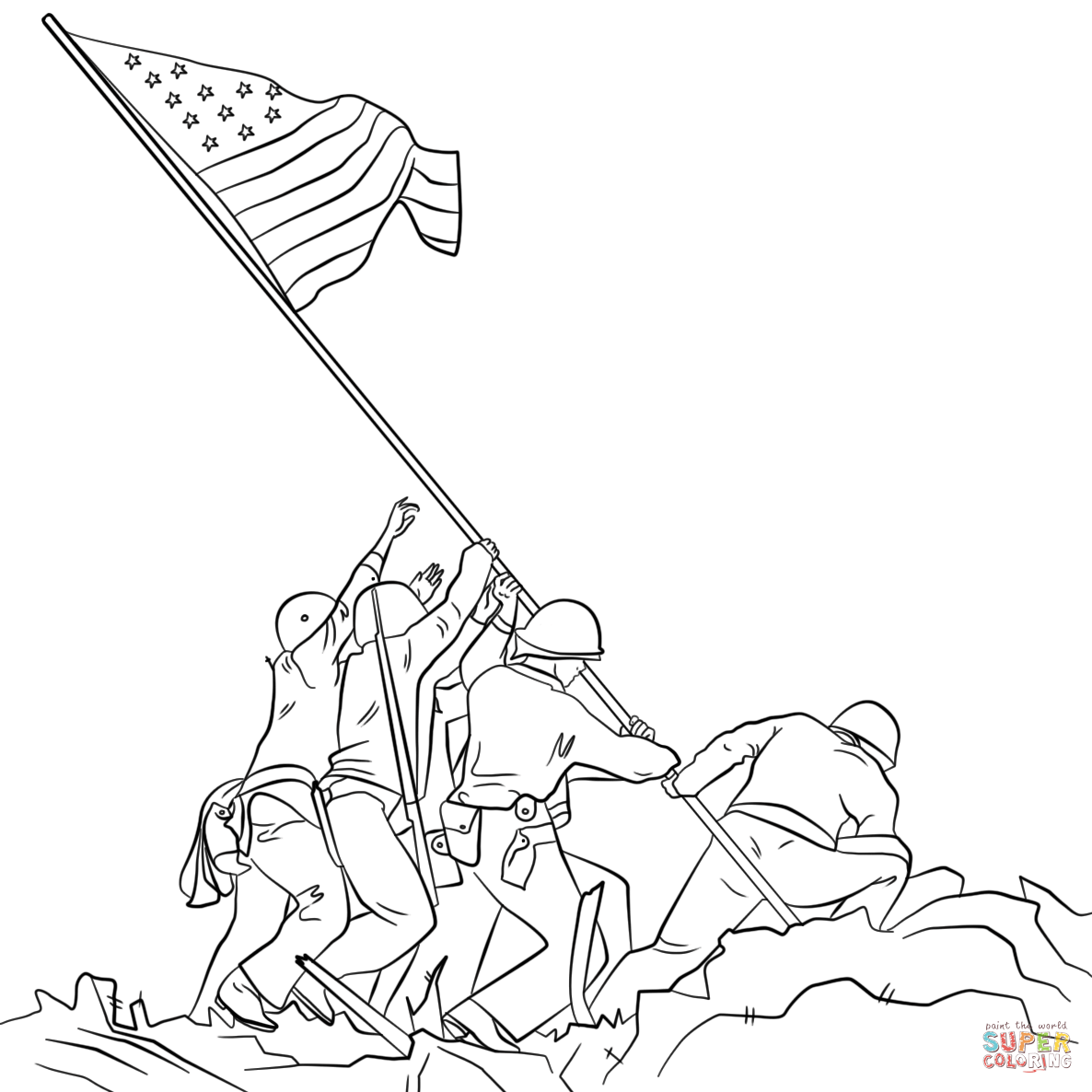 Soldiers Lifting Up Flag Clipart.