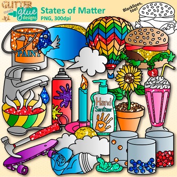 States of Matter Clip Art: Solids, Liquids, and Gases.