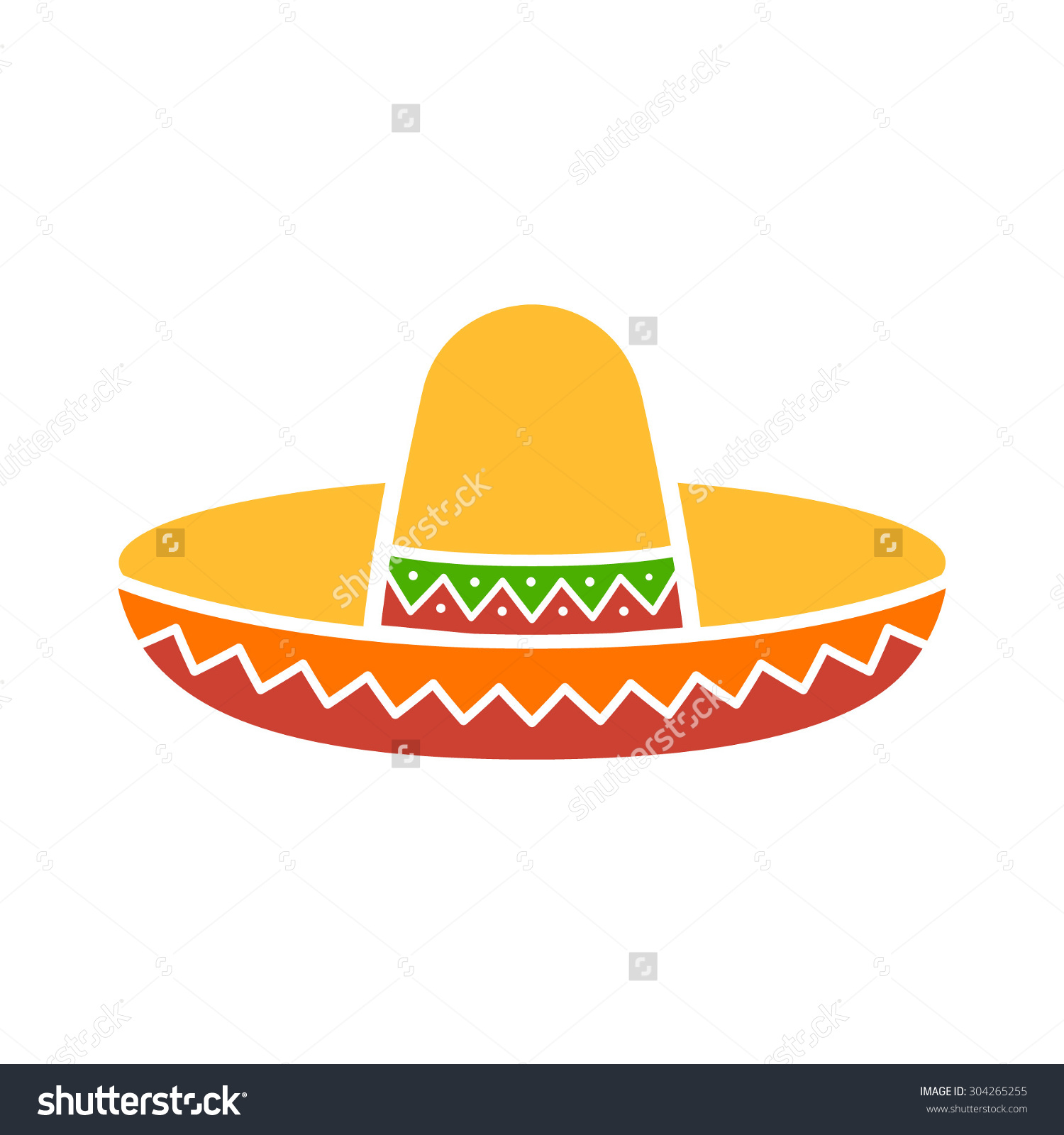 Sombrero Mexican Hat Colorful Flat Icon Stock Vector 304265255.