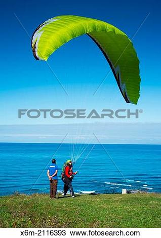 Stock Photo of Paragliding. Sopelana, Biscay, Basque Country.