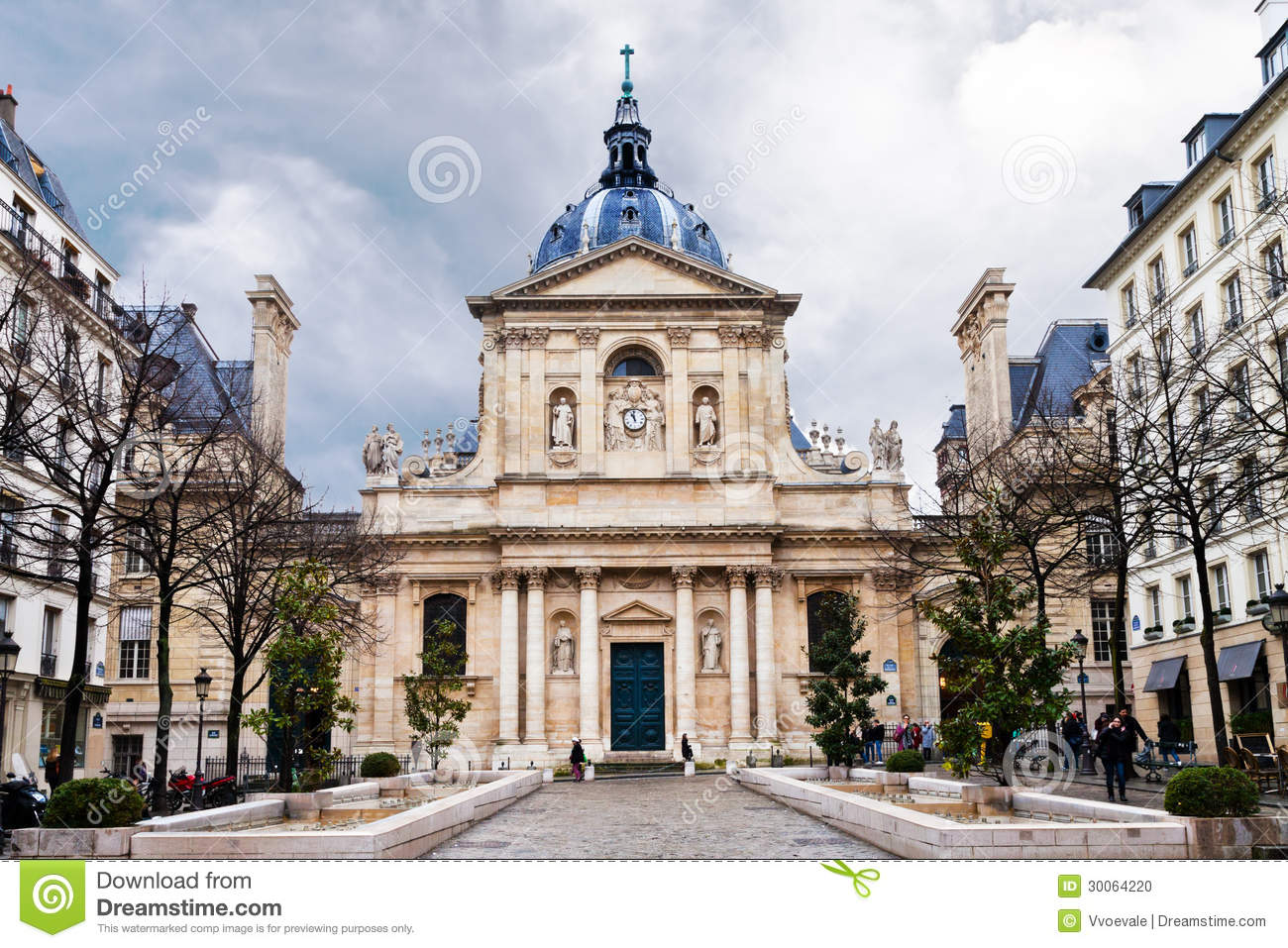 Sorbonne Square In Paris Stock Photo.