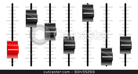 Sound or video control board Sliders or faders stock vector.