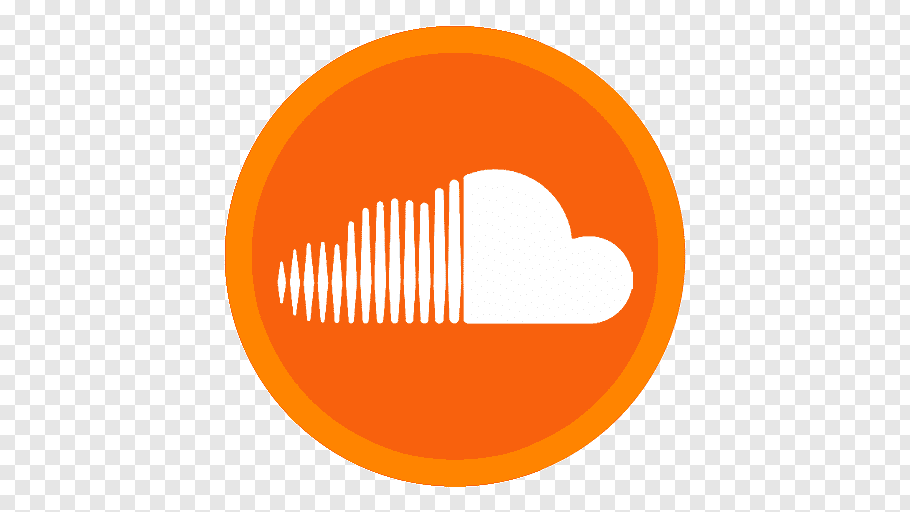 White clouds logo, text symbol brand yellow, App Soundcloud.