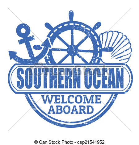 Clipart Vector of Southern Ocean stamp.