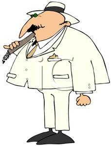 Art Image: A Man In a White Suit with a Cigar.