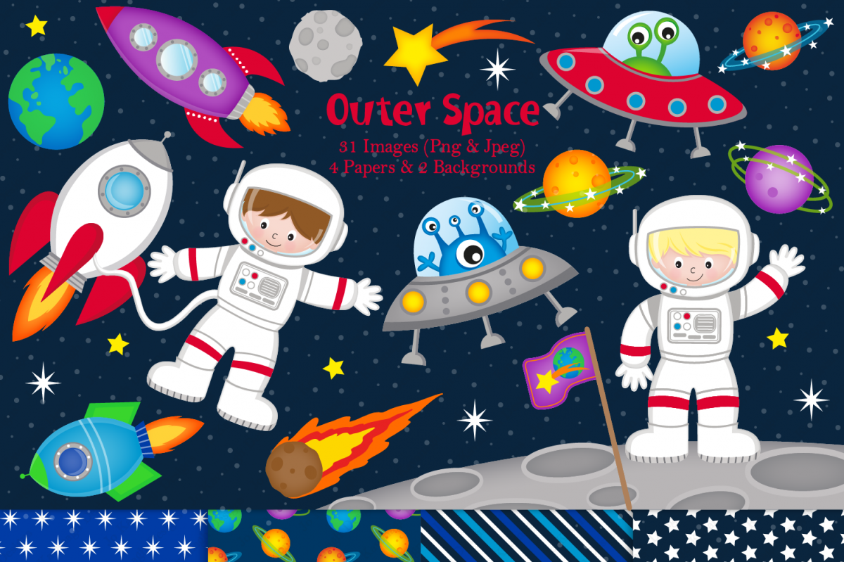 Space clipart, Space graphics & illustrations, Astronauts.