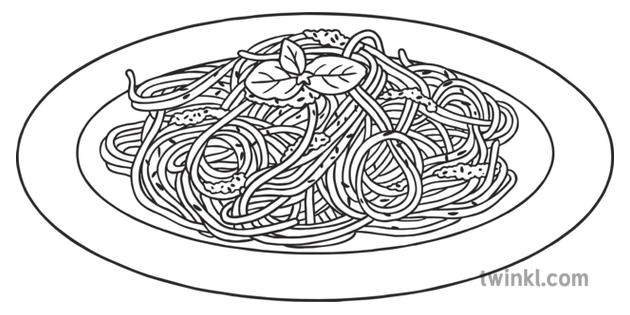 Spaghetti and Pesto Italian Food Pasta KS1 Black and White.