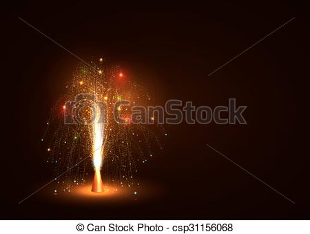 Clip Art Vector of Colorful Volcano Fountain Emitting Sparks.