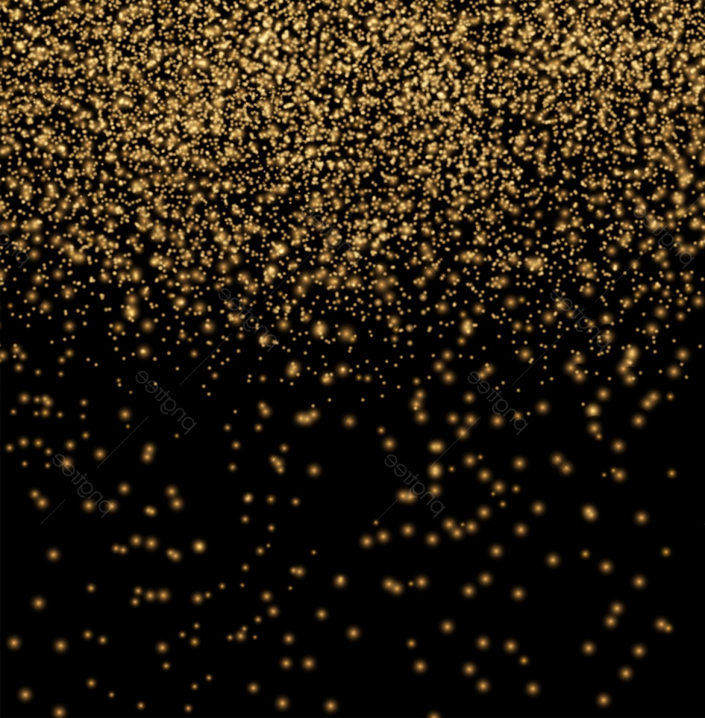 Gold Glitter Texture On Black Background.