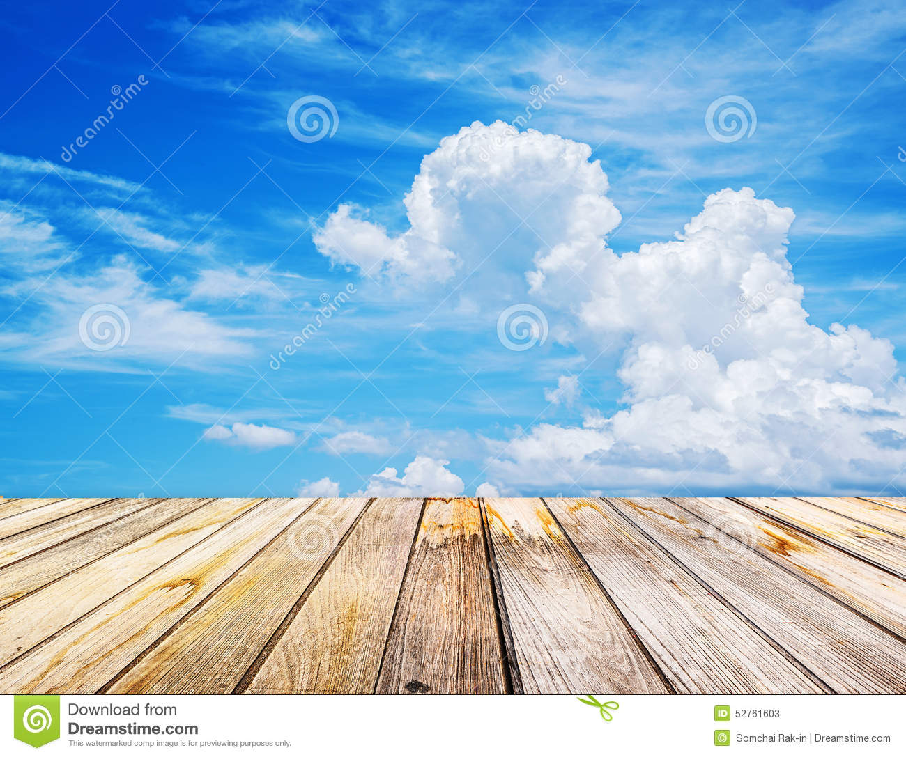 Perspective View To Sparse White Clouds In The Blue Sky Stock.