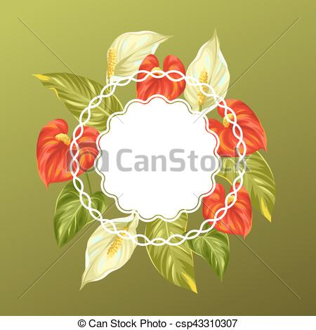 Vector Clipart of Decorative card with flowers spathiphyllum and.