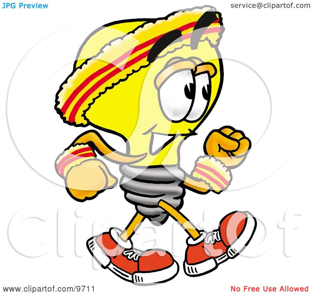 Clipart Picture of a Light Bulb Mascot Cartoon Character Speed.