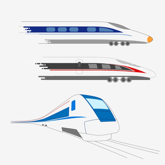 Passenger High Speed Train Hand Drawn Vector Material.