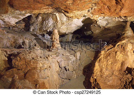 Stock Photo of Speleothems in karst cave.