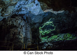 Stock Photographs of Speleothems in karst cave.