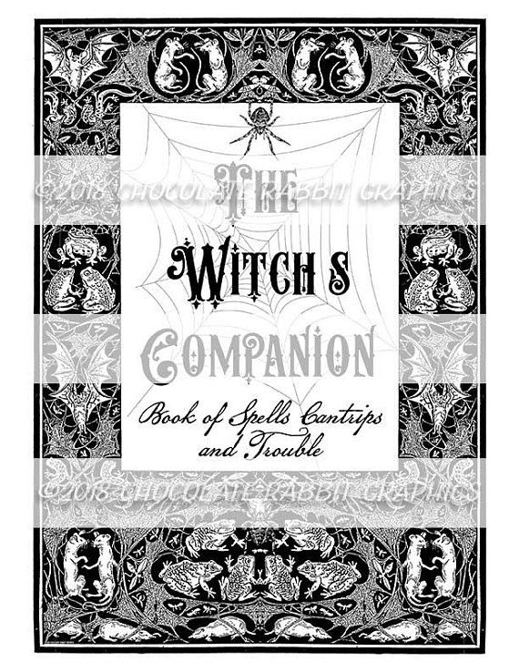 Halloween Witch Companion Spell Book Cover, Printable Spell.