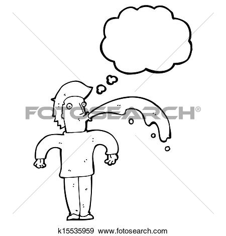Stock Illustration of cartoon rude man spitting water k15535959.