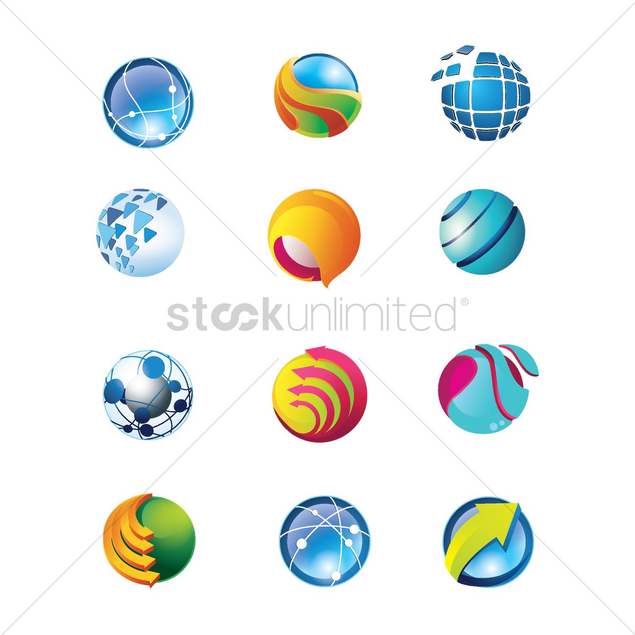 Spherical logo element design collection Vector Image.