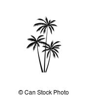 Vector Clip Art of Three spiky palm trees icon, simple style.
