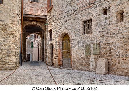 Pictures of antique alley in Spoleto, Umbria, Italy.