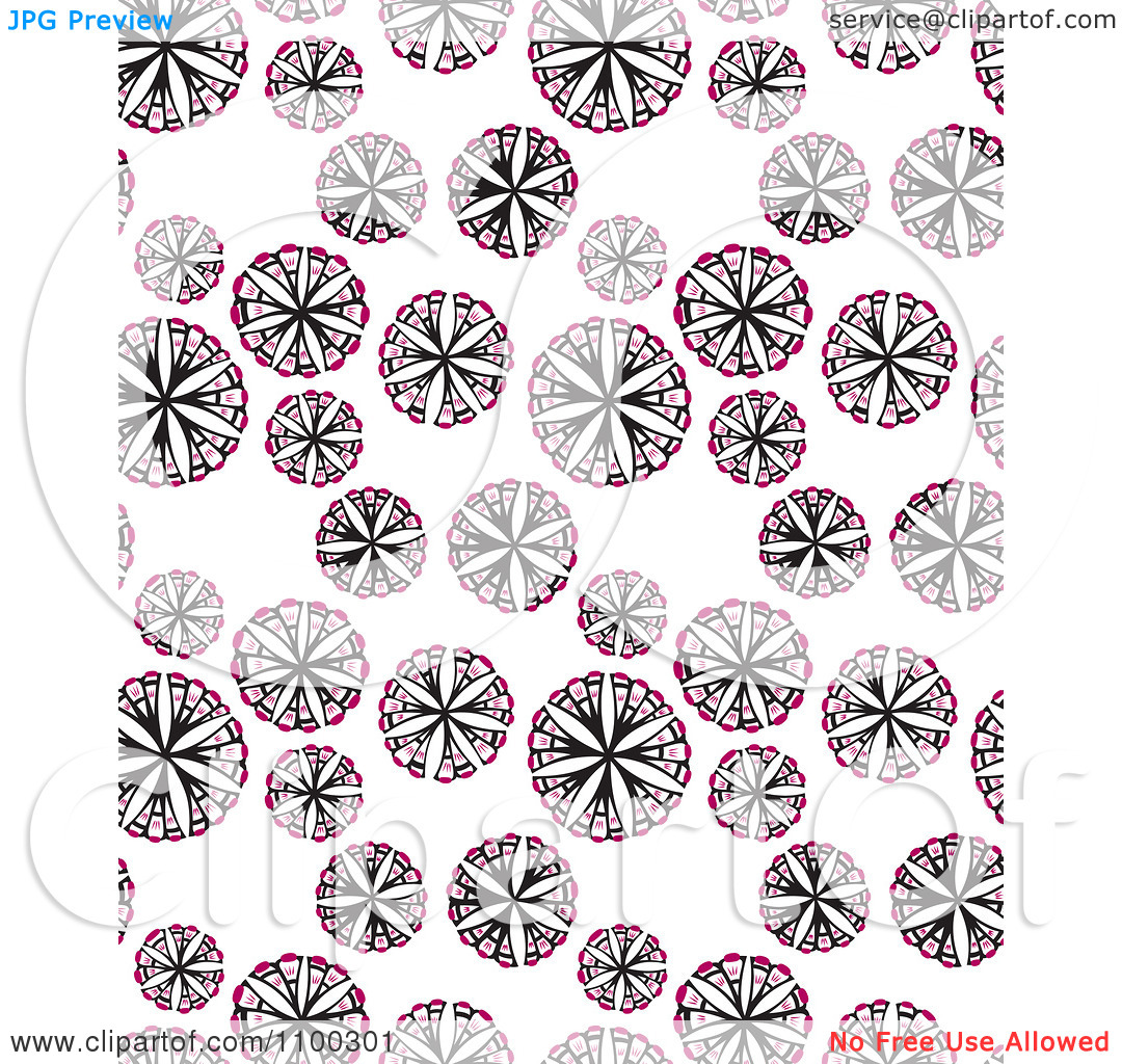 Clipart Seamless Pink And Black Spores Or Floral Background.