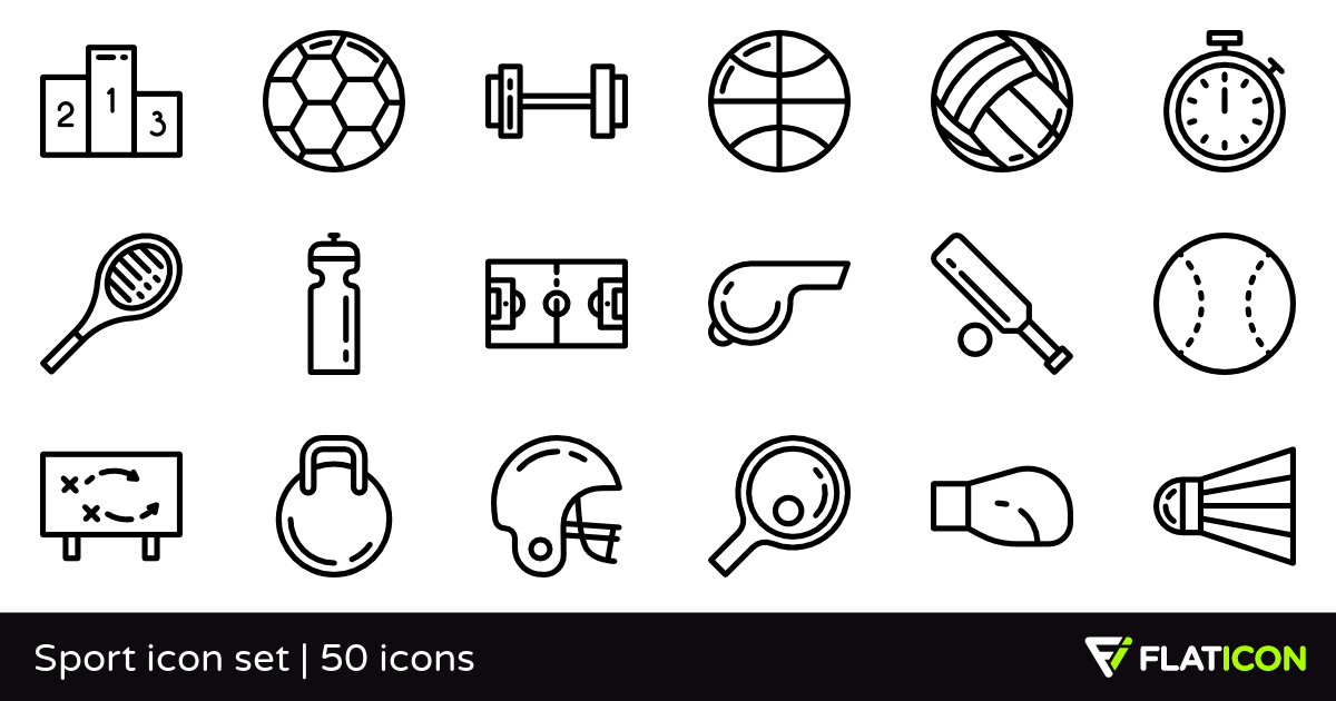 Sport icon set 50 free icons (SVG, EPS, PSD, PNG files).
