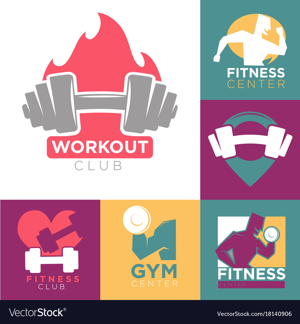 Gym and fitness club or workout sport center logo.