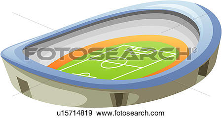 Stock Illustration of soccerfield, edifice, playingfield, stadiu.