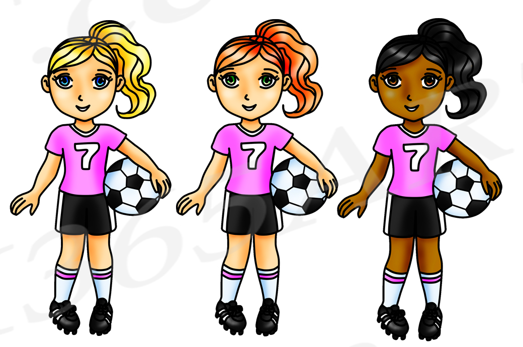 Soccer Clipart, Pink Soccer Girl Clipart, Sports Clip Art, Pink Team, World  Cup, Olympics, Soccer Team, Planner Stickers, African American.