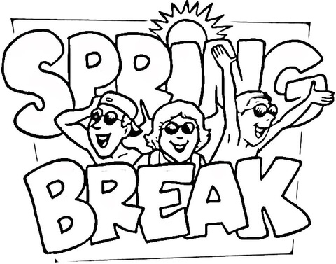 Spring Break coloring page.